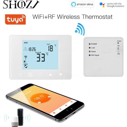 Wireless WiFi&RF Thermostat for Gas Boiler Room Heating Remote Smart Temperature Controller Works With Google Home Alexa SHOJZJ