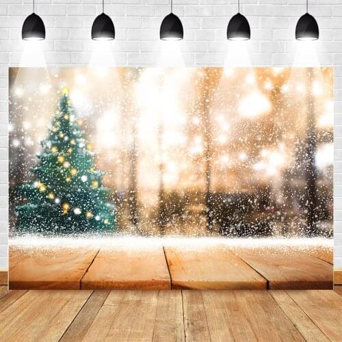 Glitter Christmas Background for Photography Wood Floor Christmas Tree Photo Background Children Portrait Birthday Party Decor
