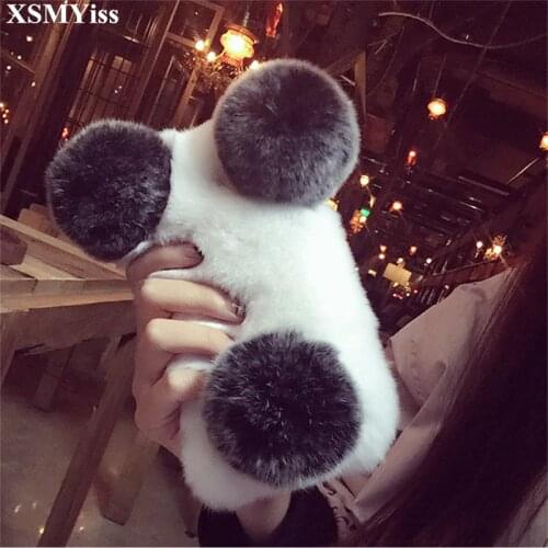 XSMYiss Luxury Cute Cartoon Panda Warm Rabbit Fur Case For Huawei P8 P9 P10 P20 Lite Plus Mate 7 8 9 10 Lite Pro Phone Case