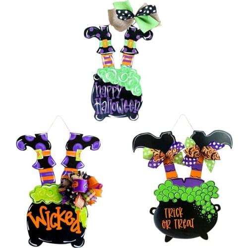 Halloween Door Sign Halloween Witch Leg Decor Doors Walls Hanging Witch Leg Ornament Halloween Wreath Door Hanging Decoration