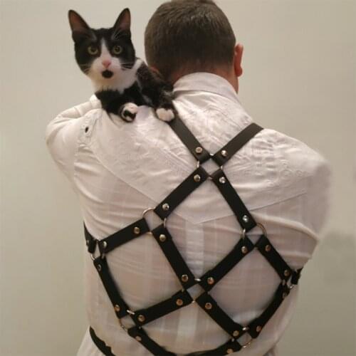 Erotic Sex Leather Harness Strap Fetish Men Gay Adjustable Gothic Harness Exotic Punk Tops Rave Costume For BDSM Bondage Gay Sex