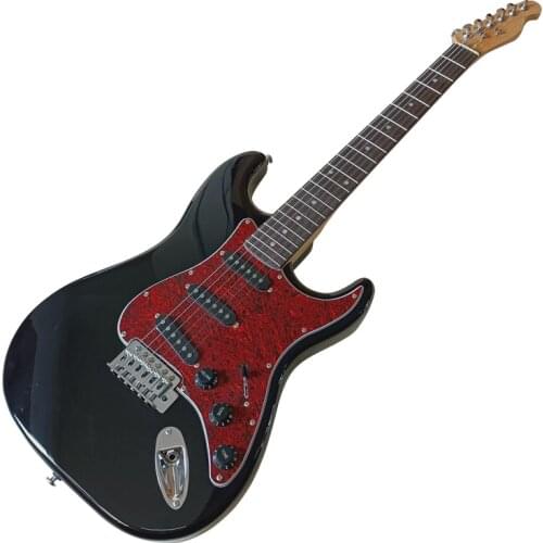 ST electric guitar 6 string full basswood body black high gloss finish 39 inch electric guitar