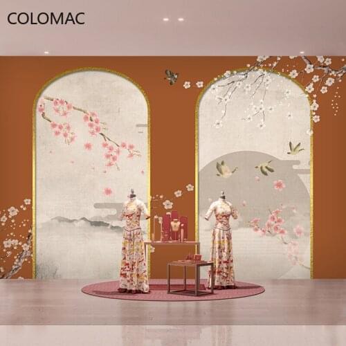 Colomac Custom Chinese Classical Flower and Bird Wallpaper Hot Pot Shop Selfie Hall Background Mural Bedroom Decor Drop Shopping