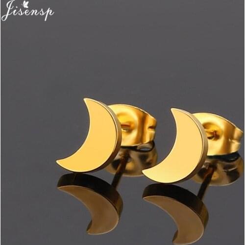 Classic Crescent Moon Stud Earrings for Women Fashion Jewelry 2021 Cute Mini Stainless Steel Earings Kids Party Pendientes