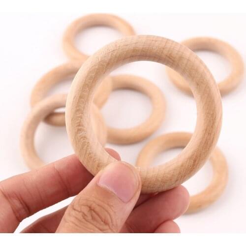 5pc 60mm Unfinished Wood Teething Rings BPA Free Beech Wooden DIY Crafts Accessories Food Grade Materials Baby Teether