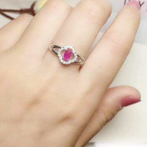 Per jewelry Natural real sapphire or ruby or emerald flower style ring Free shipping 0.35ct gemstone 925 sterling silver T20519