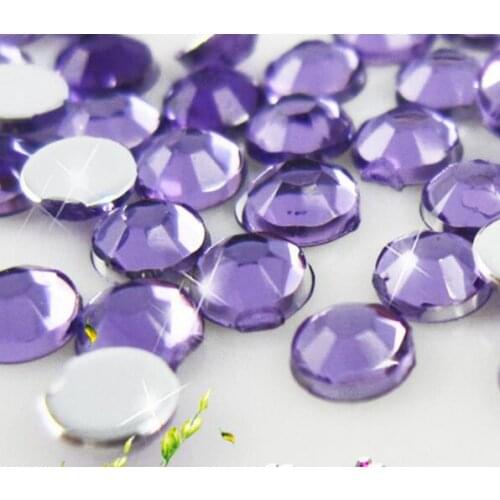 2-12MM DIY Bling Lt Purple Color Round Acrylic Rhinestones Flatback Acrylic Stones no Glue for Hand Craft Arts Decoration