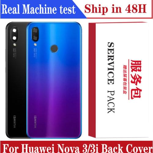 For Huawei Nova 3 Battery Cover Back Glass Housing Rear Door Huawei Nova 3i Battery Cover With Camera Lens Replacement