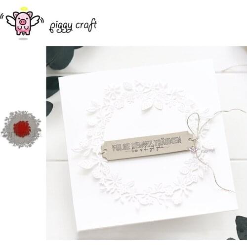 Piggy Craft metal cutting dies cut die mold Flower leaf circle wreath Scrapbook paper craft knife mould blade punch stencils die