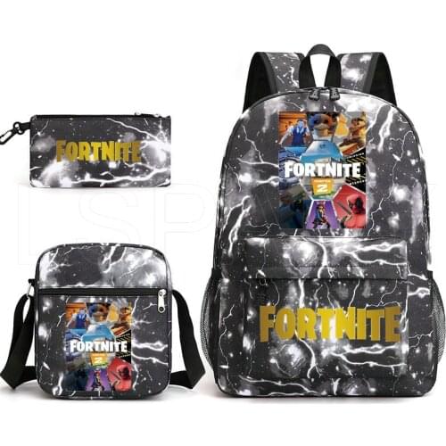 Backpack 3pcs Set Boy Girl Hot Game FORTNITE School Bag Teens Bookbag Rucksack Gift(backpack+shouder Bag+pen Bag)