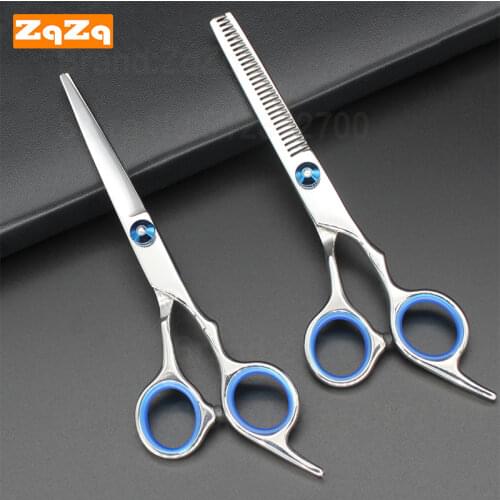 ZqZq 6 inch Cutting Thinning Styling Tool Hair Scissors Stainless Steel Salon Hairdressing Shears Regular Flat Teeth Blades