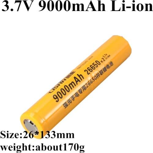 Strong light flashlight 26650 rechargeable lithium battery 3.7V 9000mAh 2 parallel power large capacity extended battery pack
