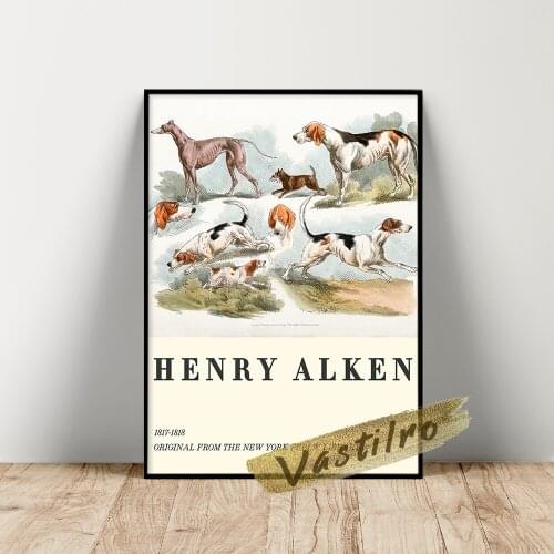 Henry Alken Poster, Hunting Dogs Sporting Sketch Illustration Picture, Alken Retro Dog Prints, Funny Cute Animal Wall Painting