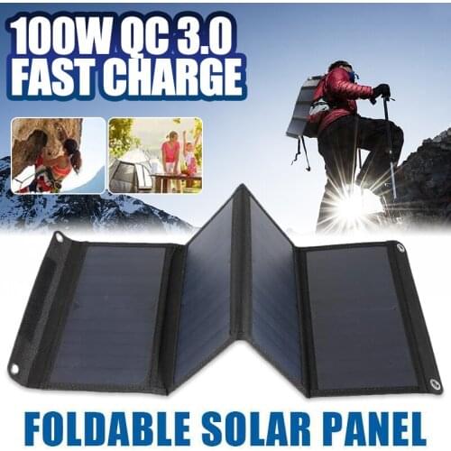 Portable 100W QC3.0 Fast Charge Solar Panels Foldable Waterproof USB Type-C Solar Panel Charger Power Bank for Phone Outdoor