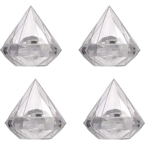 12PCS Transparent Diamond Shape Candy Box Wedding Favor Gift Boxes Party Box Clear Plastic Container Home Decor Gift