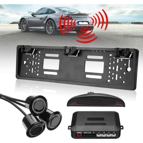 Novel-Car European License Plate Frame Reversing Parking-Radar 3 Sensor Monitor System