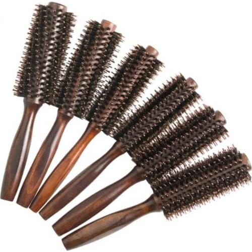 6 Types Straight Twill Hair Comb Natural Boar Bristle Rolling Brush Round Barrel Blowing Curling DIY Hairdressing Styling Tool