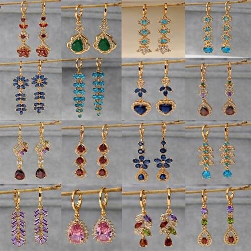 44 style New Waterdrop Pendientes for WomenS Earrings heart flower Zircon Luxury earrings Jewelry for Wedding Engagement Gift