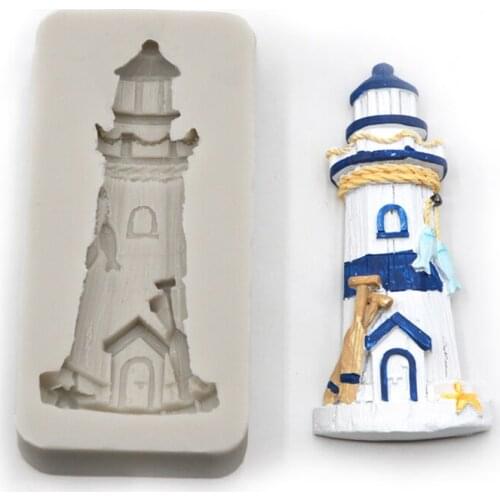 Food Grade Fondant Cake border decoration Silicone Mould Lighthouse shaped Cake Mould Chocolate Clay Soft Ceramic Mould