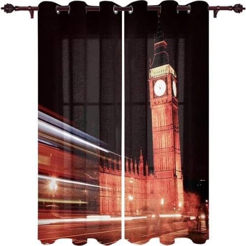 Modern Curtains London Big Ben Night For Living Room Bedroom Valances Window Curtain Sunshade Finished Kitchen Treatment