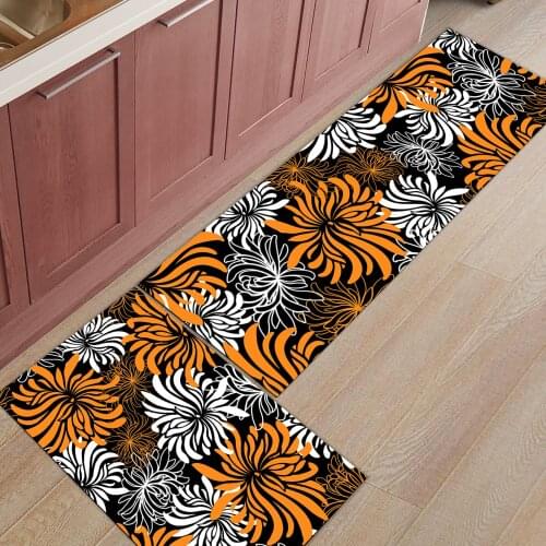 Chrysanthemum Texture Kitchen Mat Entrance Doormat Christmas Home Decoration Living Room Carpet Bathroom Anti-slip Rug