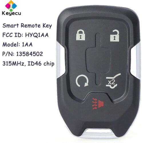 KEYECU 1AA Smart Remote Car Key With 5 Buttons 315MHz ID46 Chip for GMC Terrain 2018 2019 2020 Fob FCC ID: HYQ1AA P/N: 13584502