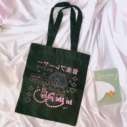 Japanese Gothic Summer Dark Unisex Anime Canvas Sweet Cartoon Loose Casual Harajuku Vintag Female Ulzzang Kawaii Shoulder Bag