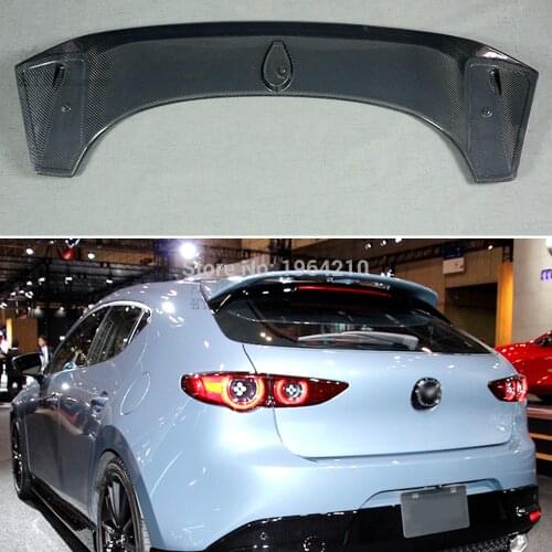 For Mazda 3 Axela Hatchback 2020 Car Styling FRP+ Carbon Fiber Rear Spoiler Wing Tail Trunk Lid Cover Auto Decoration