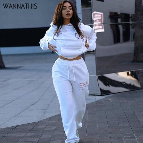 WannaThis Sweatshirts Hooded Solid Hoodie Ladies 2020Fashion Casual Long Sleeve Letter Print Women Autumn Winter Warm Top Cotton