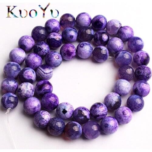 Natural Stone Purple Fire Dragon Agates Beads Round Loose Bead For Jewelry Making DIY Bracelet Necklace 15'Strand 6/8/10mm