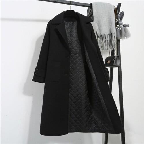 Winter Wool Coat Womens 2021 Korean New Single-breasted Woolen Jackets Female Thicken Warm Woolen Coats Womens Long Loose Coats