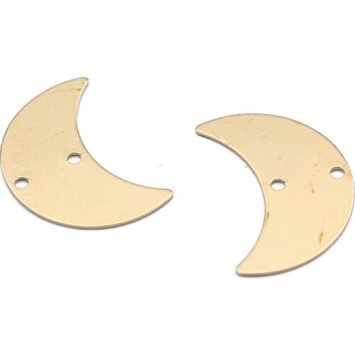 20pcs Raw Brass Moon Crescent Charms Connector Stamping blank Charms For DIY Earrings Necklace Jewelry Findings Accessories