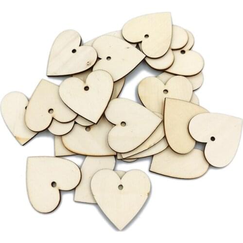 25pcs 40mm Wooden Love Heart Wedding Table Scatter DIY Craft Accessories Rustic Wedding Party DIY Decoration Favor Scrapbooking