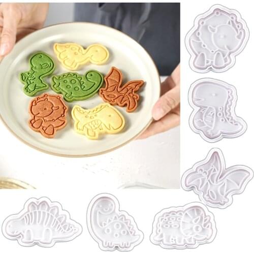 4pcs Dinosaur Cookie Mold Cartoon Baking Mould Cookie Stamp Biscuit DIY Mold Fondant Cake Decorating Kitchen Tools Accessories