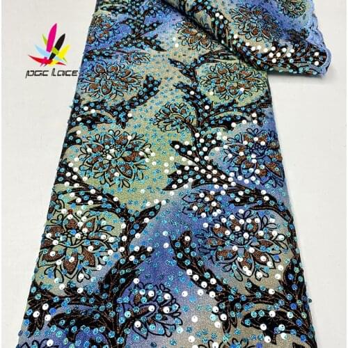 Nigerian Chantilly Lace Fabric Flocking Velvet Sequences Onion Embroidery French African Latest Design Style Quality Hot Sale