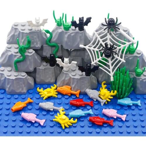 Animal City Building Blocks Crab Fish Spider Web Snake Bat Farm Zoo Dog ocean Friends Accessories MOC Bricks Toys lot parts bulk