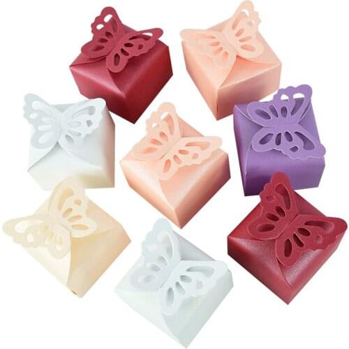 10pcs Laser Cut Hollow Butterfly Paper Boxes Favors Gifts Candy Box Handmake Chocolate Baby Shower Wedding Birthday Party Suppli