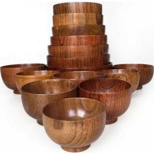 Wooden Bowl Tapanese Soup Rice Noodles Bowls Kids Lunch Box Kitchen Tableware For Baby Feeding Food Containers SN3767