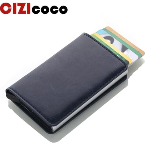 Antitheft RFID Credit Card Holder PU Leather Aluminium Box Card Holder Fashion Colourful Wallets Slim Bank ID Card Protector