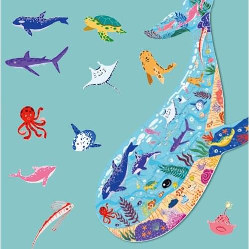 Children Puzzles Game Educational Toys Large Whale Animal Shaped Gifts Jigsaw Puzzles for Kids Toys for Children Montessori