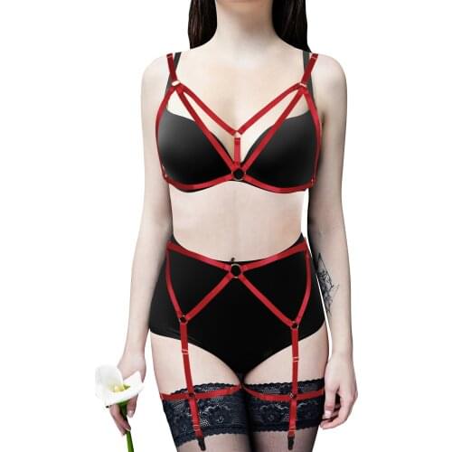 Erotic Lingerie Fetish Harness Fashion Body Stocking Garter Suspenders Goth Rave Wear Sexy Womens Underwear Punk Harness Belt