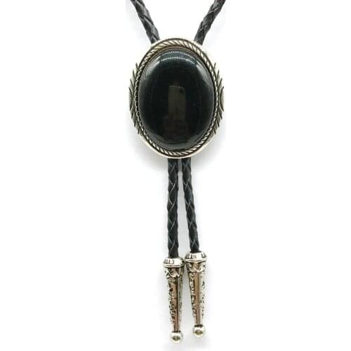 European and American fashion natural bolo tie metal custom leather collar rope men and womens tuxedo accessories