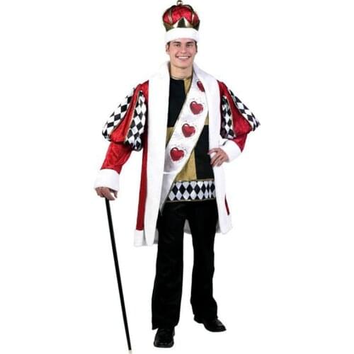 Halloween Men Adult Alice in Wonderland Red King Costume King of Hearts Fantasia Party Cosplay Prince Outfit Uniform
