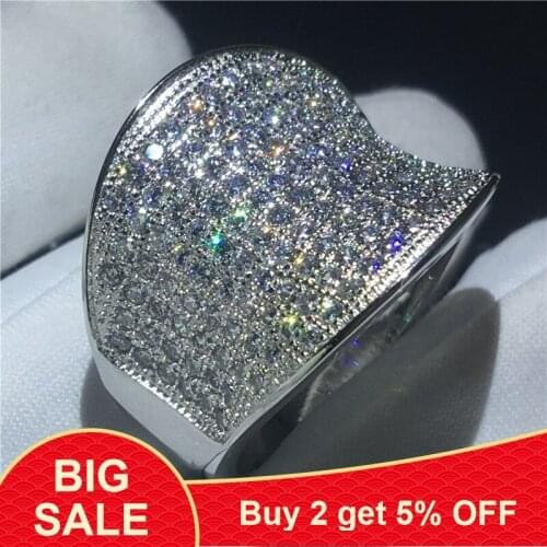 HIPHOP Finger ring 925 Sterling silver Mirco Pave AAAAA Cubic Zirconia Party Wedding Band Rings for women men Jewelry Gift