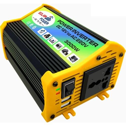 Peak Power 3000W Car Solar Power Inverter Voltage Modified Sine Wave Voltage Converter DC12V To AC220V/110V 2 USB Ports Inverter