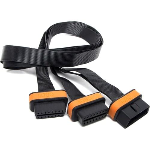 OBD 2 Connector Cable 1 To 2 With 2 Flat Noodles Line Extension Cord For Diagnostic Tool Excellent Driving Adapter