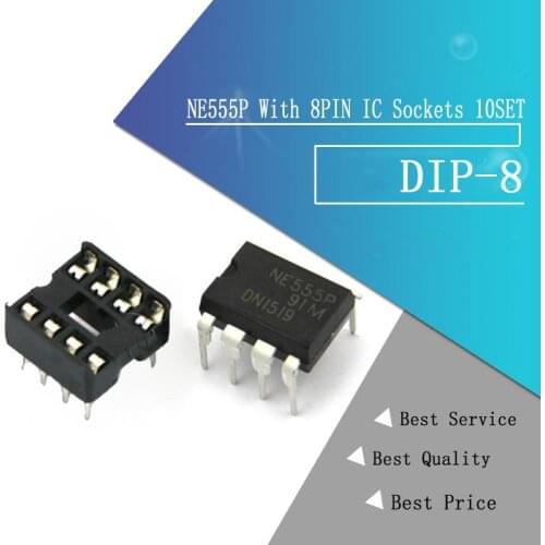 20Pcs , (10 Each) NE555 NE555P IC 555 Timer Programming Oscillator Chip & 8 Pin DIP Sockets