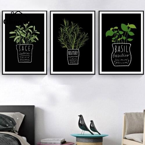 Nordic Style Fashion Canvas Posters Potted Plant Pictures Letters Wall Picture Print One Piece Canvas Painting Home Room Decor