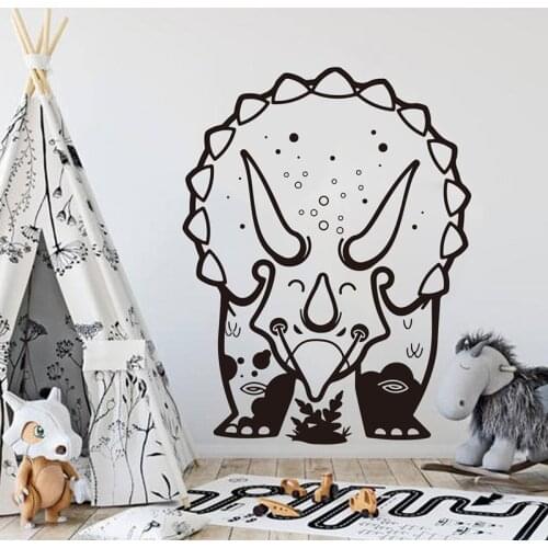Cartoon Triceratops Dinosaur Wall Sticker for Boy Room Kids Room Jurassic Park Animal Wall Decal Bedroom Vinyl Home Decor P471