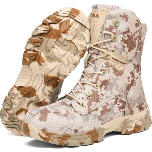 Autumn Winter Camo Military Boots Men Special Force Tactical Sneakers Outdoor Desert Non-slip Combat Shoes Man Mountain Climbing